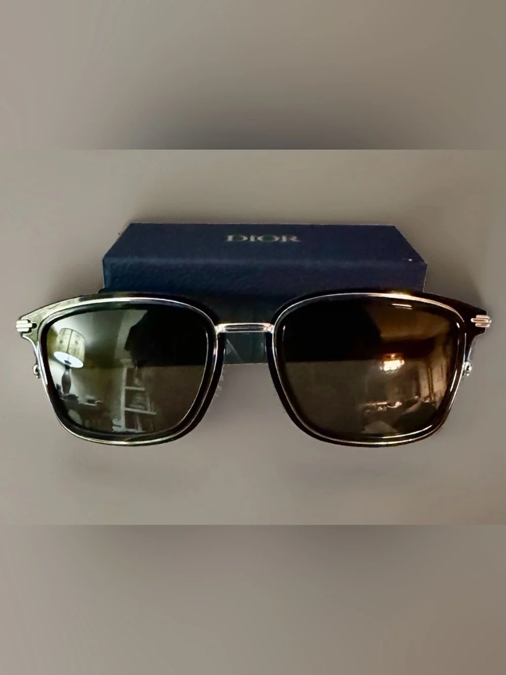 NEW Dior DiorBlackSuit S18U 13A0 Men's Black Rectangle Sunglasses Gray 53-20-145